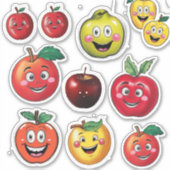 Fruchtkleber und fröhlicher Emoji Red Apple Aufkleber (Vorderseite)