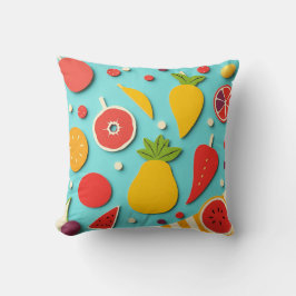 Fruchtkollage im Stil der 1960er Jahre Kissen