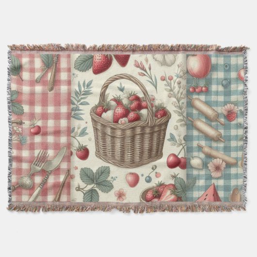 Fruchtkorb Gingham Spaß Decke (Vorderseite)
