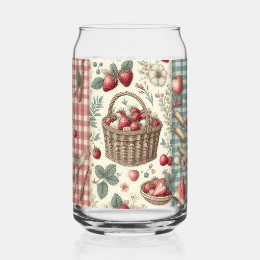 Fruchtkorb Gingham Spaß Dosenglas (Vorderseite)