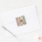 Fruchtkorb Gingham Spaß Quadratischer Aufkleber (Umschlag)
