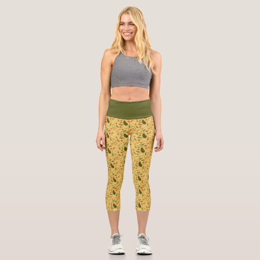 Fruchtkörbe Musterkollektion - Avocado Capri Leggings (Vorderseite)