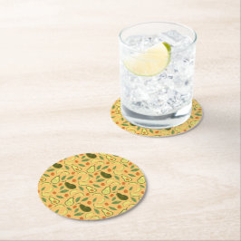 Fruchtkörbe Musterkollektion - Avocado Runder Pappuntersetzer