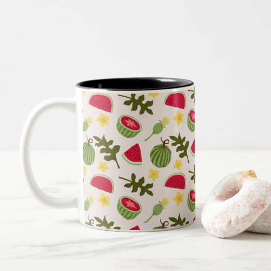 Fruchtkörbe Musterkollektion - Wassermelone Zweifarbige Tasse (Mit Donut)