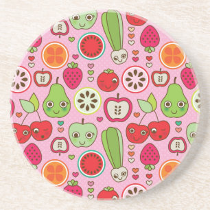 Fruchtküchen-Illustrationsmuster Getränkeuntersetzer