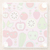 Fruchtküchen-Illustrationsmuster Glasuntersetzer (Rückseite)