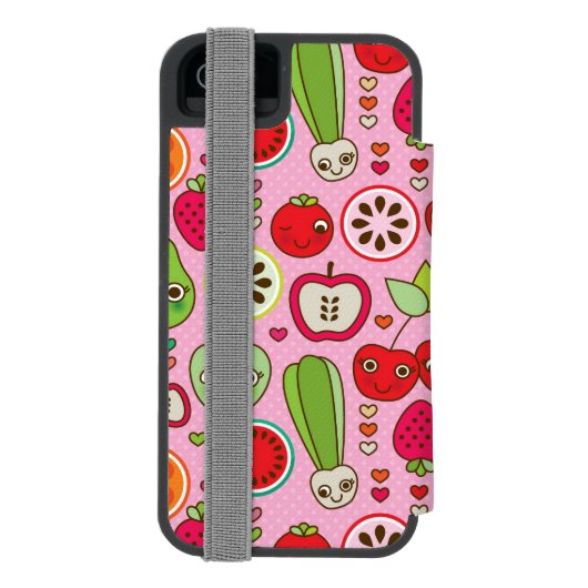 Fruchtküchen-Illustrationsmuster Incipio iPhone Geldbeutel-Hülle (Folio Rückseite)