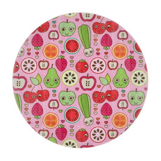 Fruchtküchen-Illustrationsmuster Schneidebrett (Vorderseite)