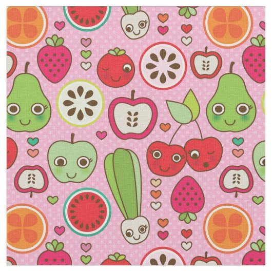 Fruchtküchen-Illustrationsmuster Stoff (Nahaufnahme)