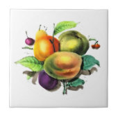 Fruchtkünstlerbirne, grüner Apfel, Pflaumenschwanz Fliese (Vorderseite)