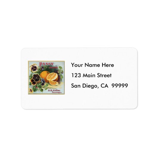 Fruchtlabel Pansy Brand Orange Adressaufkleber (Vorne)