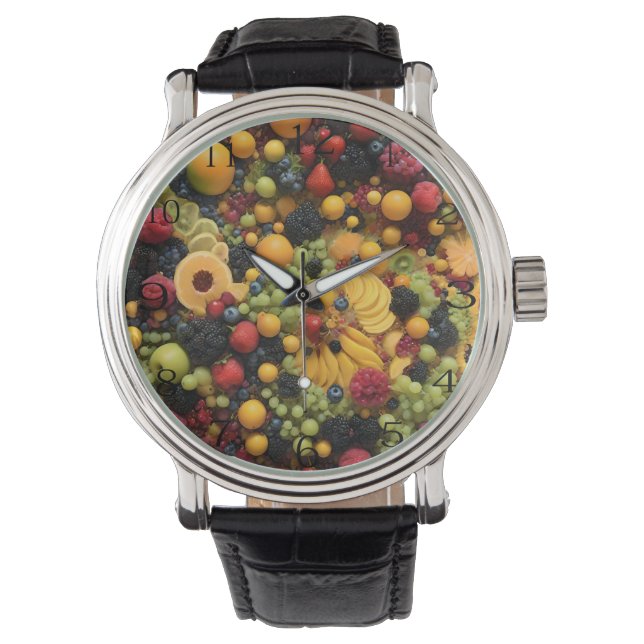 Fruchtliebhaber Delight Colorful Fruchtplatter, Armbanduhr (Vorderseite)