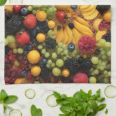 Fruchtliebhaber Genießen farbenfrohe Platter, Geschirrtuch (Gefaltet)