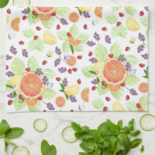 Fruchtmark Citrus Mix Grapefruit Lemon Orange Geschirrtuch (Gefaltet)