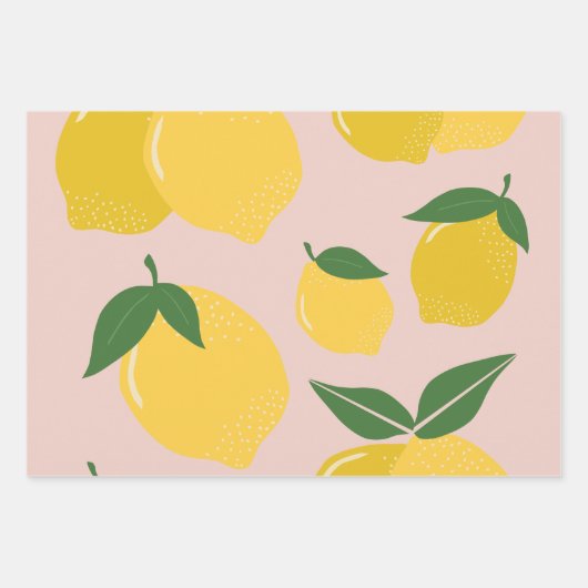 Fruchtmarkt Lemon Print Modern Food Art Abstrakt Geschenkpapier Set (Vorderseite 3)