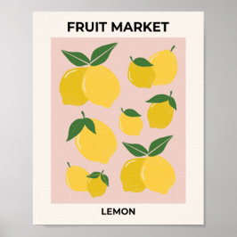Fruchtmarkt Lemon Print Modern Food Art Abstrakt Poster