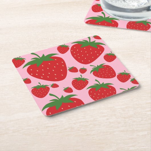 Fruchtmarkt Rosa Erdbeeren Lebensmittel Abstrakt Rechteckiger Pappuntersetzer (angewinkelt)