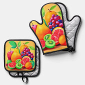 Fruchtmedley Ofenhandschuh & Topflappen-Set (Vorderseite/Rückseite)