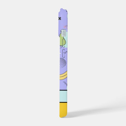 Fruchtmemphis-Muster Lila iPhone 15 Hülle (Linke Seite)