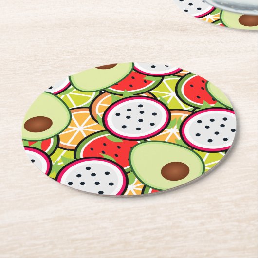 Fruchtmischung Runder Pappuntersetzer (Angewinkelt)