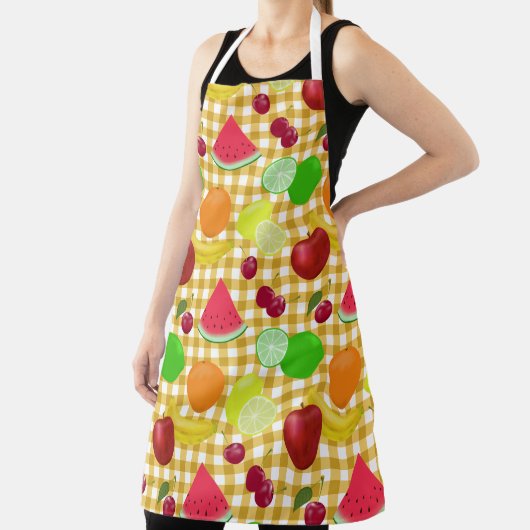 Fruchtmischungen Gelb Weißer Gingham Karo Schürze (InSitu)