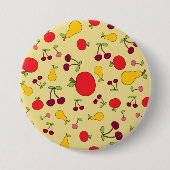 Fruchtmuster Äpfel Kirschen und Birnen Button (Vorderseite)
