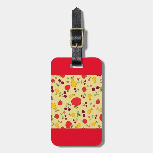 Fruchtmuster Äpfel Kirschen und Birnen Gepäckanhänger (Vorderseite vertikal)