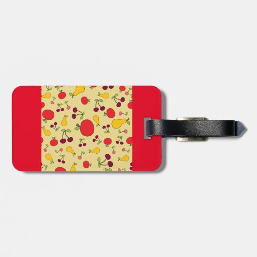 Fruchtmuster Äpfel Kirschen und Birnen Gepäckanhänger (Rückseite horizontal)
