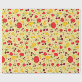 Fruchtmuster Äpfel Kirschen und Birnen Geschenkpapier (Flach)