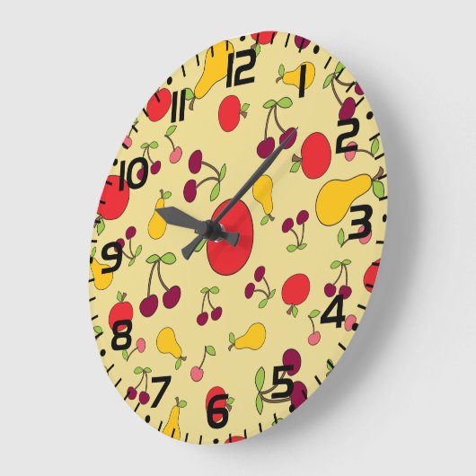Fruchtmuster Äpfel Kirschen und Birnen Große Wanduhr (Winkel)