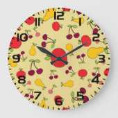 Fruchtmuster Äpfel Kirschen und Birnen Große Wanduhr (Vorderseite)