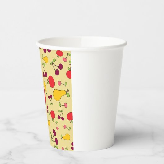 Fruchtmuster Äpfel Kirschen und Birnen Pappbecher (Links)