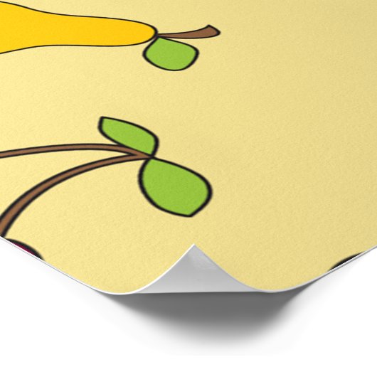 Fruchtmuster Äpfel Kirschen und Birnen Poster (Ecke)