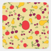 Fruchtmuster Äpfel Kirschen und Birnen Quadratischer Aufkleber (Vorderseite)