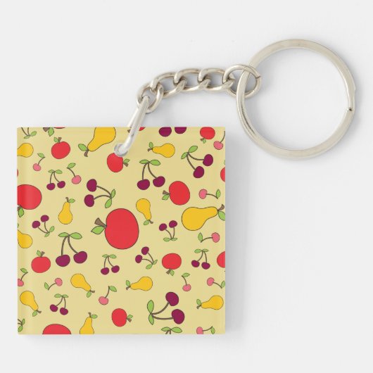 Fruchtmuster Äpfel Kirschen und Birnen Schlüsselanhänger (Rückseite)