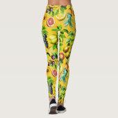 Fruchtmuster auf gelbem Hintergrund Leggings (Rückseite)