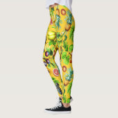 Fruchtmuster auf gelbem Hintergrund Leggings (Links)