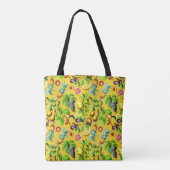 Fruchtmuster auf gelbem Hintergrund Tasche (Rückseite)