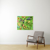 Fruchtmuster auf grünem Hintergrund Wandteppich (Beispiel (Horizontal))