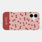 Fruchtmuster aus Polka dot cherry mit individuelle iPhone 16 Hülle (Rückseite (Horizontal))