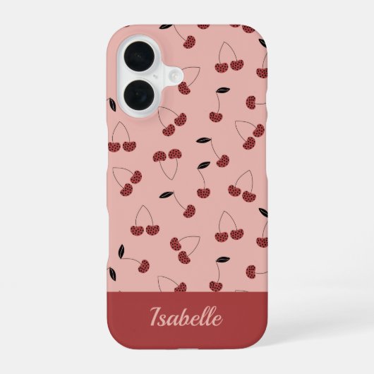 Fruchtmuster aus Polka dot cherry mit individuelle iPhone 16 Hülle (Rückseite)