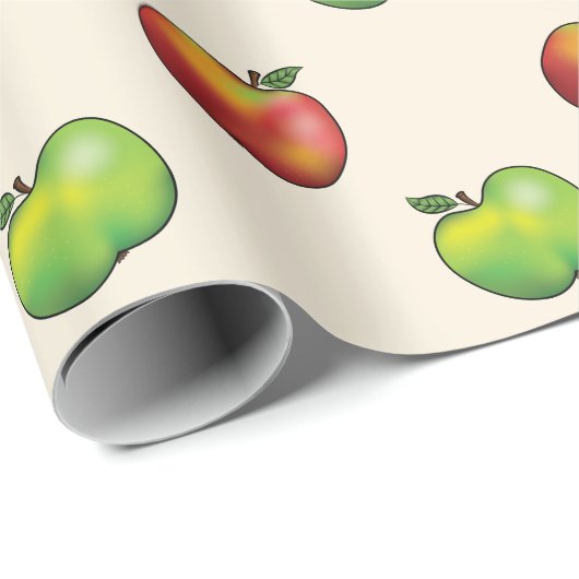 Fruchtmuster aus rotem und grünem Apfel Geschenkpapier (Rolleneckpunkt)