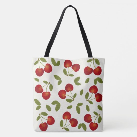 Fruchtmuster aus Rotkirschen Tasche (Rückseite)