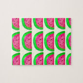 Fruchtmuster aus Zitrone, saftig rosa Wassermelone Puzzle (Horizontal)