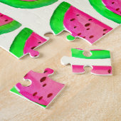 Fruchtmuster aus Zitrone, saftig rosa Wassermelone Puzzle (Seite)