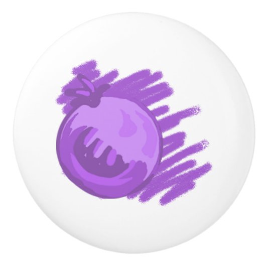 Fruchtmuster Blaubeeren und Creme Keramikknauf (Vorderseite)