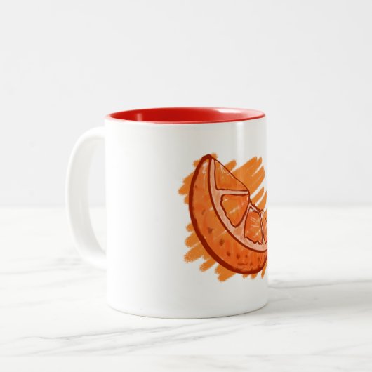 Fruchtmuster Blut Orange Geschenke Zweifarbige Tasse (Vorderseite Links)