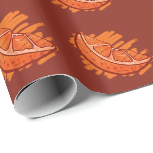 Fruchtmuster Blut Orange Geschenkpapier (Rolleneckpunkt)