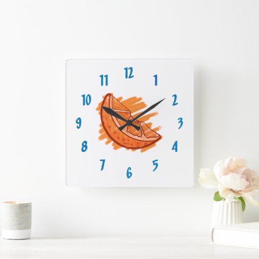 Fruchtmuster Blütengeschenke Quadratische Wanduhr (Zuhause)