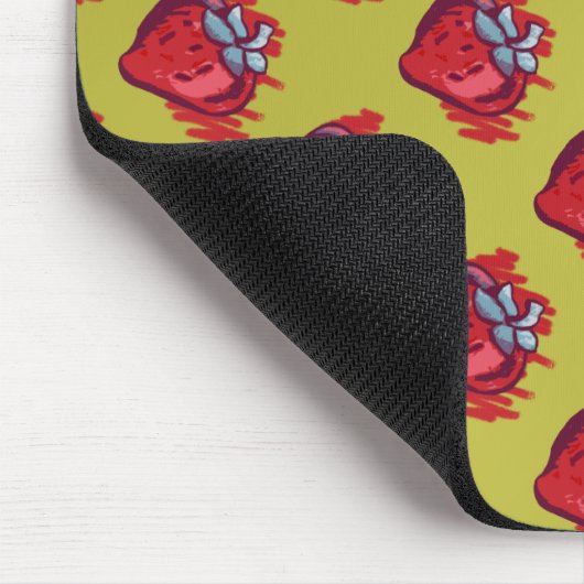 Fruchtmuster Erdbeeren auf Gold Electrinics Mousepad (Ecke)